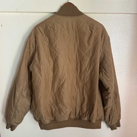 Tommy Hilfiger L Men’s Quilted Brown Camel Bomber Full Zip Jacket - Picture 12 of 15